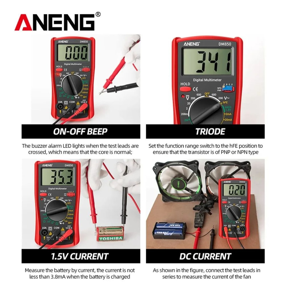 AutoRanging Digital Multimeter 1999 Count ACDC Voltage Tester Ohm Current Ammeter For Home Auto El 0