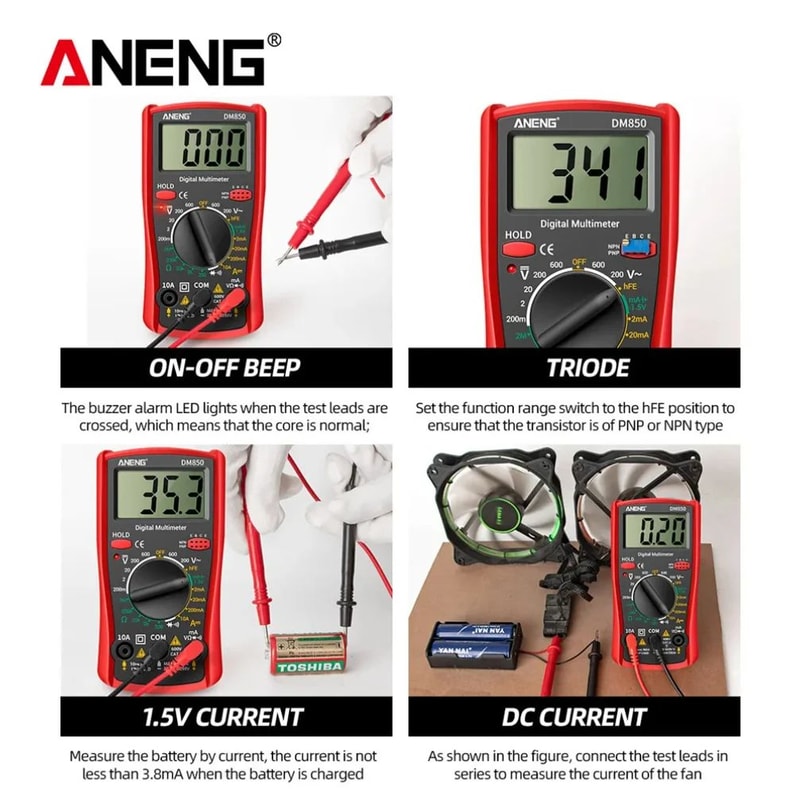 AutoRanging Digital Multimeter 1999 Count ACDC Voltage Tester Ohm Current Ammeter For Home Auto El 0