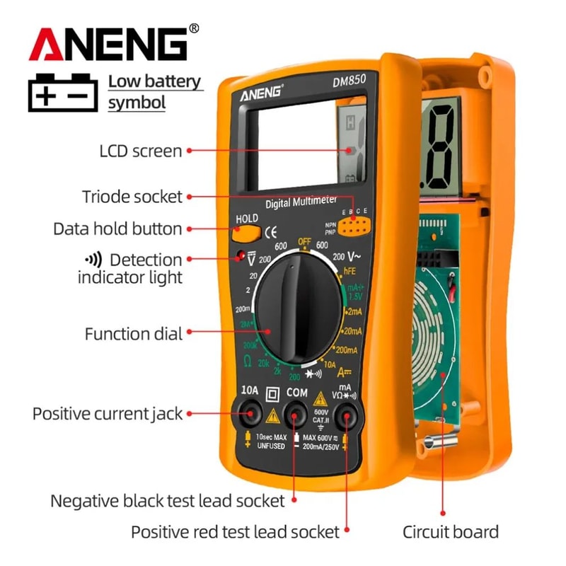 AutoRanging Digital Multimeter 1999 Count ACDC Voltage Tester Ohm Current Ammeter For Home Auto El 4