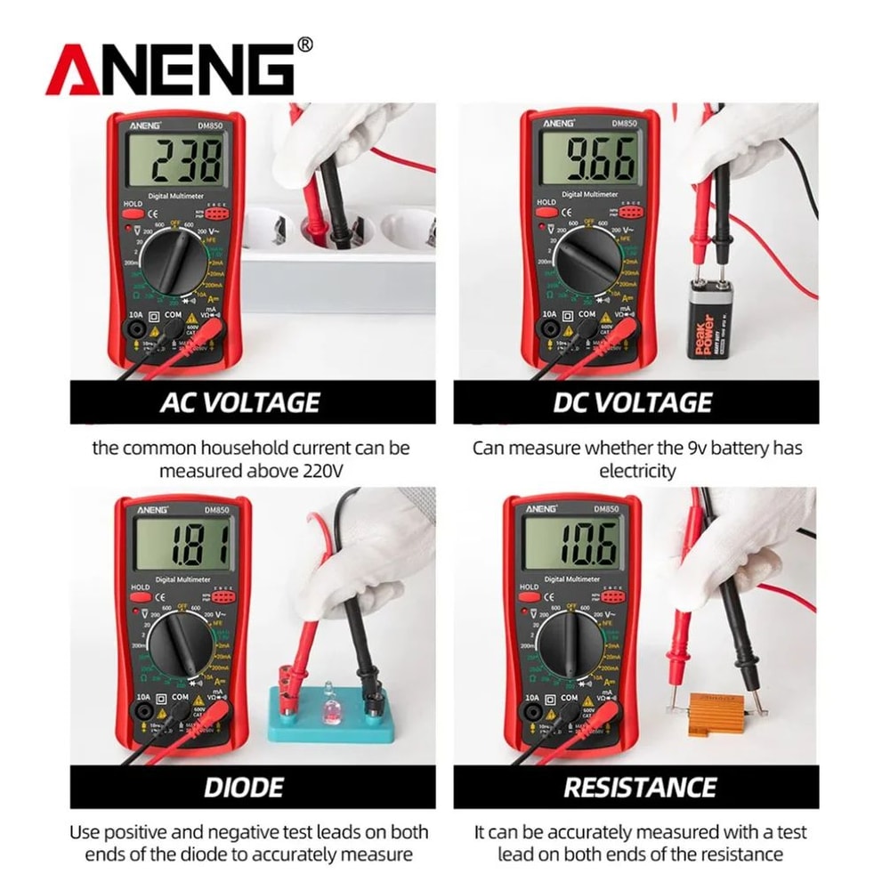 AutoRanging Digital Multimeter 1999 Count ACDC Voltage Tester Ohm Current Ammeter For Home Auto El 5