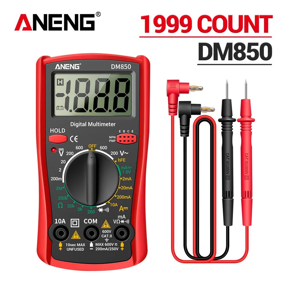 AutoRanging Digital Multimeter 1999 Count ACDC Voltage Tester Ohm Current Ammeter For Home Auto El 7