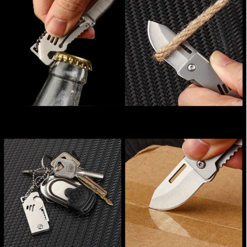 Mini D2 Steel Folding Knife With Bottle Opener Clip Hanger High Hardness EDC Cutting Tool For Campi 3