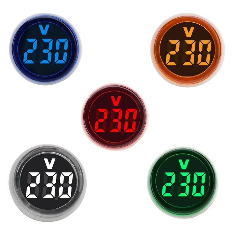 EU Plug LED Digital Voltmeter 50500V 30mm Round Panel Voltage Meter Indicator For Power Line Monito 0