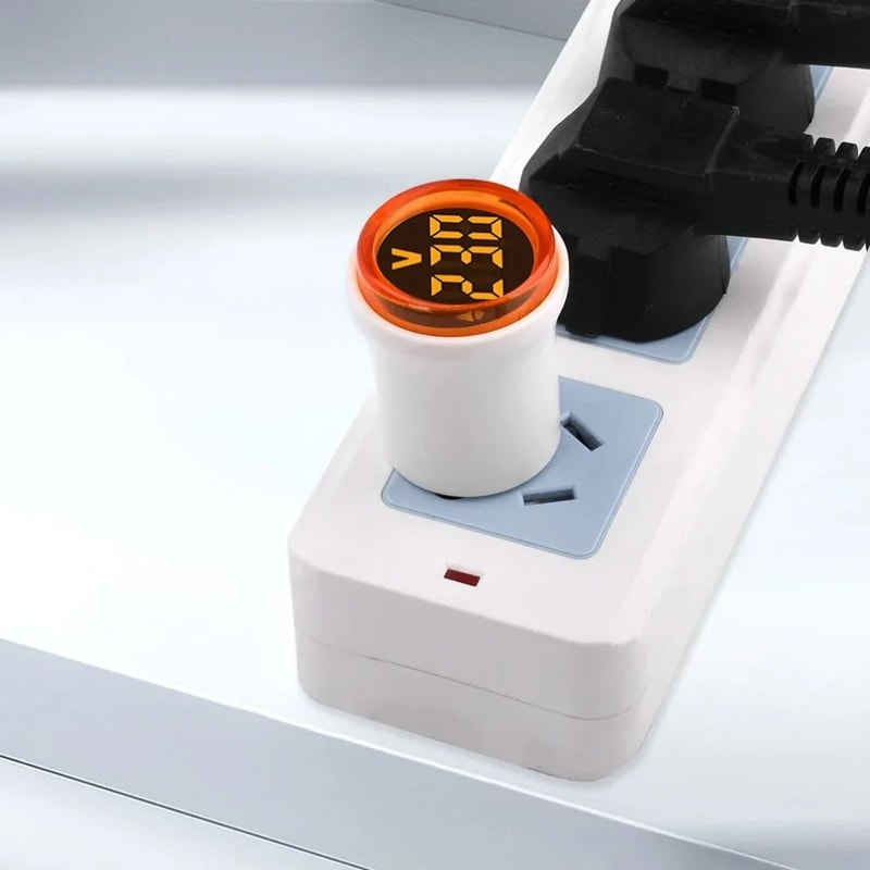 EU Plug LED Digital Voltmeter 50500V 30mm Round Panel Voltage Meter Indicator For Power Line Monito 4