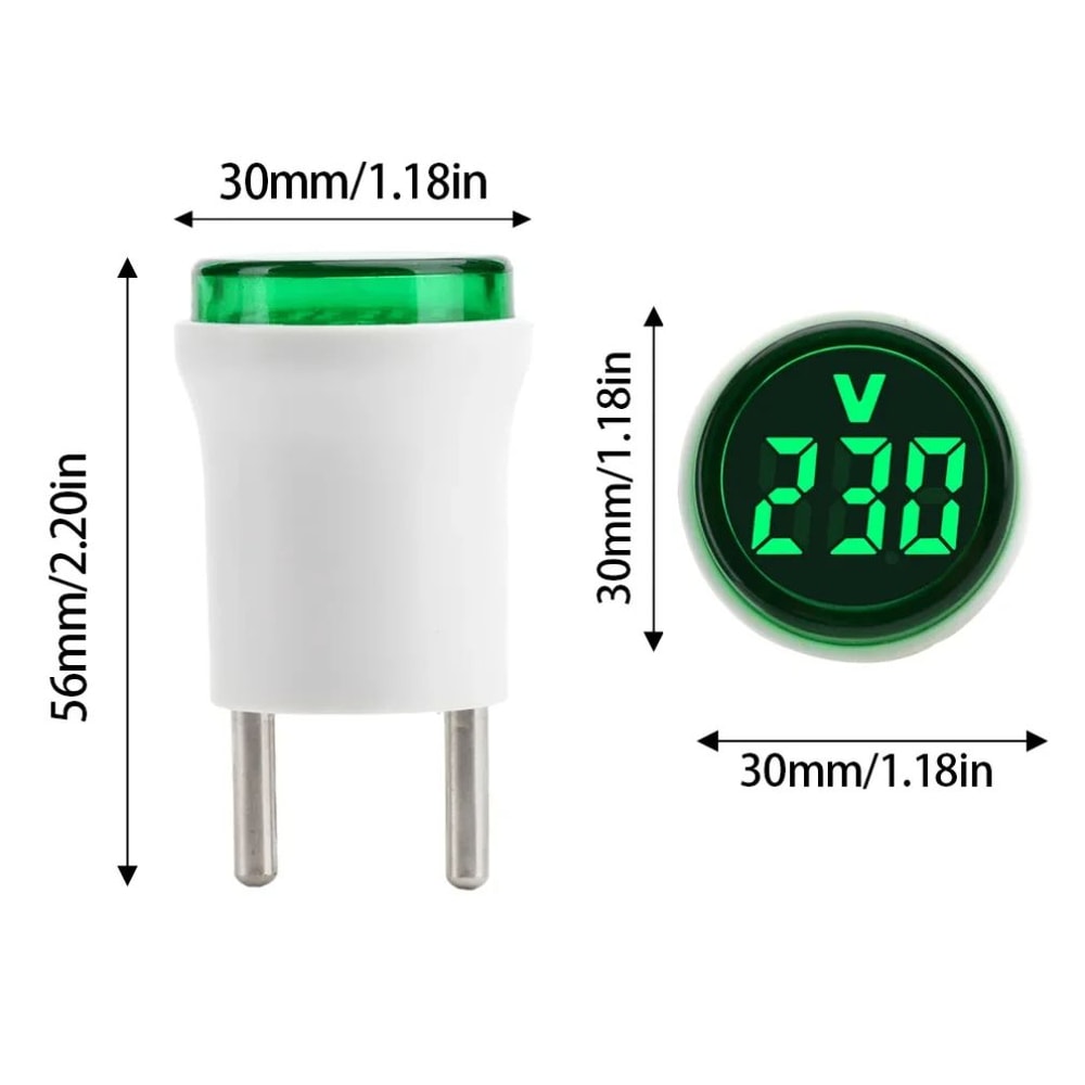 EU Plug LED Digital Voltmeter 50500V 30mm Round Panel Voltage Meter Indicator For Power Line Monito 5