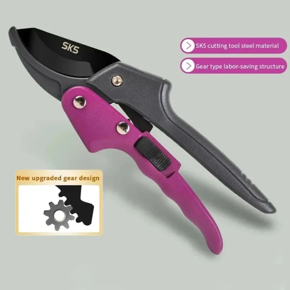 SK5 High Carbon Steel GearDriven Garden Pruning Shears Bypass Tree Trimmers For Effortless Rough B 1