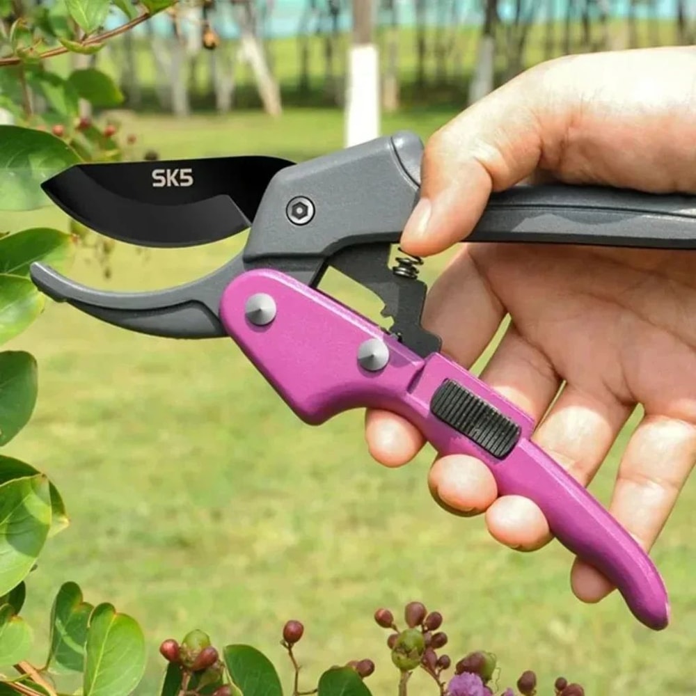 SK5 High Carbon Steel GearDriven Garden Pruning Shears Bypass Tree Trimmers For Effortless Rough B 5