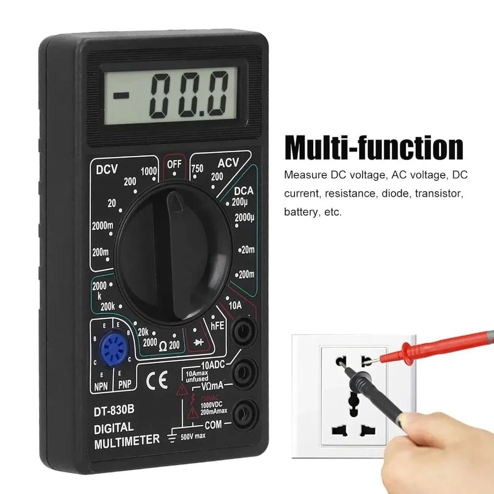 DT830B Digital Multimeter Tester Portable Voltmeter Ammeter Ohm Meter For Car Battery Circuit Ele 3