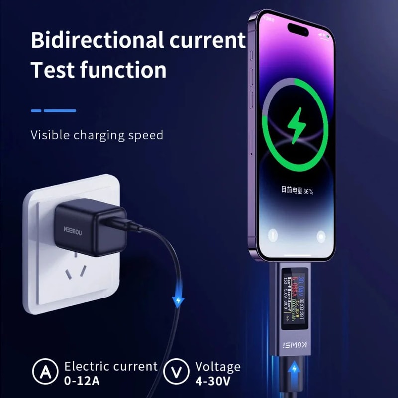 TypeC Digital Power Meter With Color Screen USB Voltage Current Tester Fast Charging Monitor DC 43 2