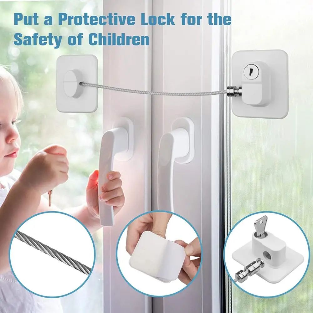 Child Safety Cabinet Drawer Lock With KeyCode AntiOpen Baby Proof Strap For Doors Fridge Home St 4