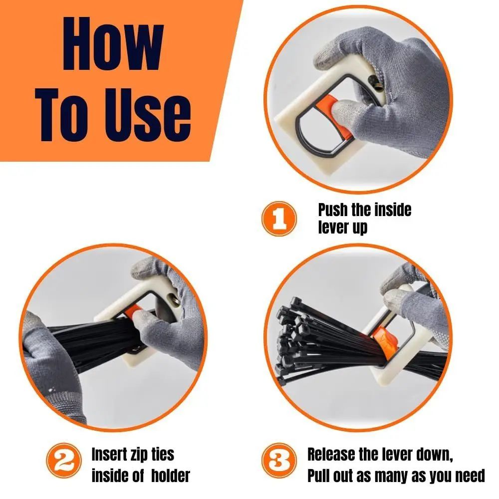 Fluorescent Cable Tie Organizer Holder Portable Square Zip Tie Storage Tool For Cable Management 6