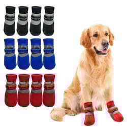4 pcs waterproof winter dog shoes | warm anti-slip snow boots with soft sole, adjustable paw covers for small dogs