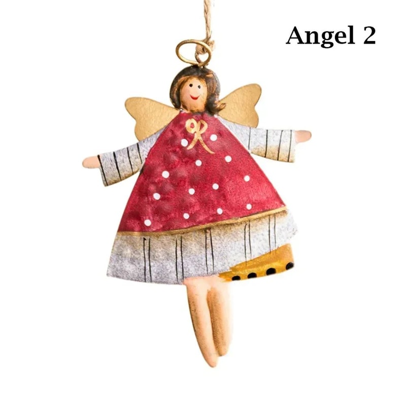 Iron Art Christmas Hanging Ornaments DIY Cartoon Soldier Angel Drops For Tree Party Crafts Holiday 11