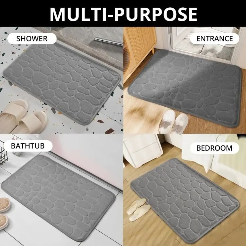 NonSlip Cobblestone Bath Mat Thick Soft Absorbent Bathroom Rug For Shower Tub QuickDry Floor Mat 1
