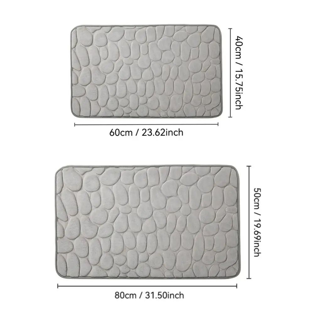 NonSlip Cobblestone Bath Mat Thick Soft Absorbent Bathroom Rug For Shower Tub QuickDry Floor Mat 5