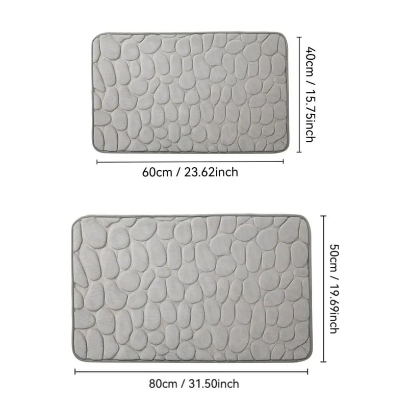 NonSlip Cobblestone Bath Mat Thick Soft Absorbent Bathroom Rug For Shower Tub QuickDry Floor Mat 5
