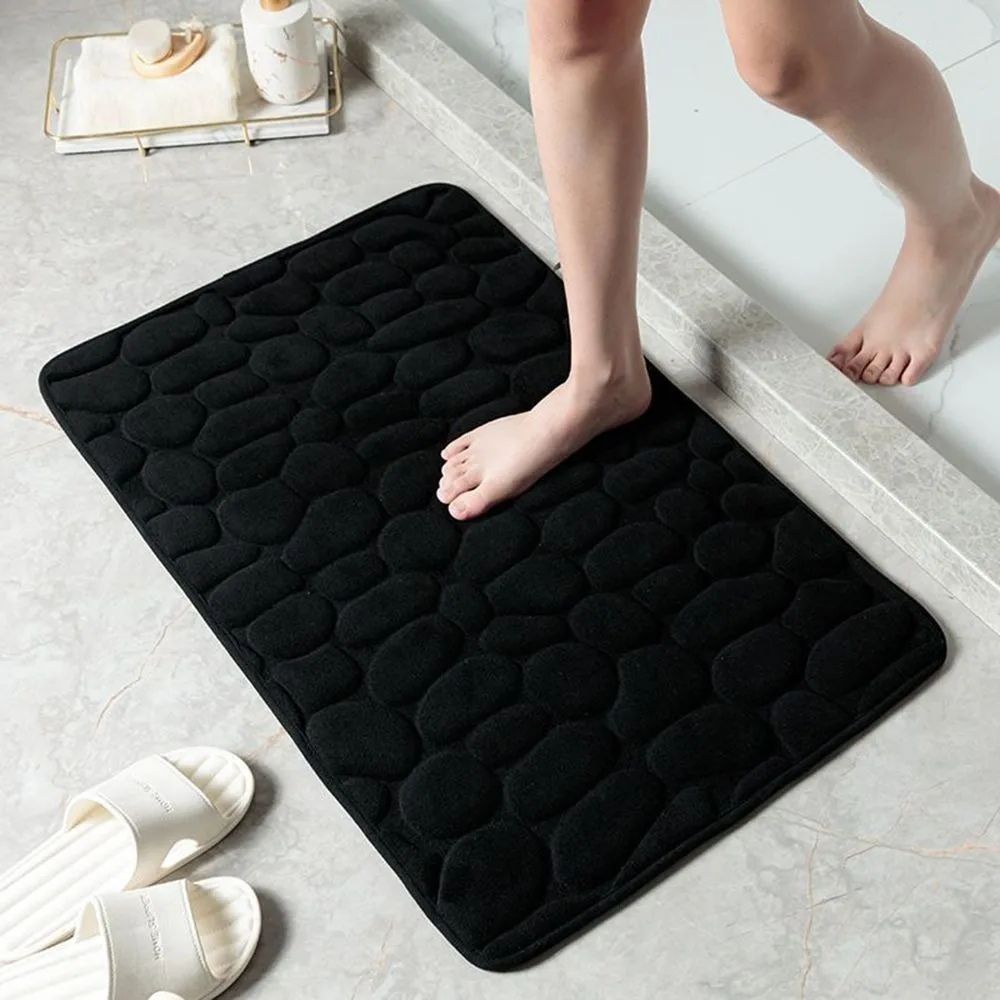 NonSlip Cobblestone Bath Mat Thick Soft Absorbent Bathroom Rug For Shower Tub QuickDry Floor Mat 6
