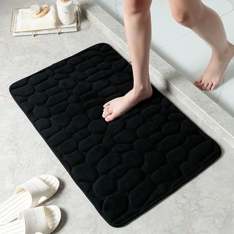 NonSlip Cobblestone Bath Mat Thick Soft Absorbent Bathroom Rug For Shower Tub QuickDry Floor Mat 6