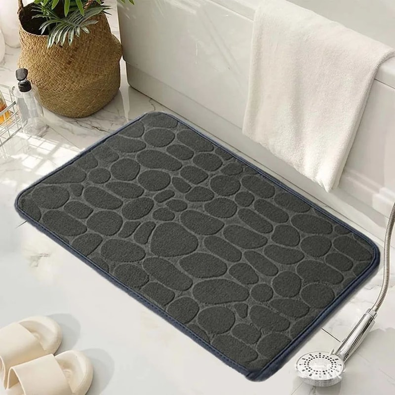 NonSlip Cobblestone Bath Mat Thick Soft Absorbent Bathroom Rug For Shower Tub QuickDry Floor Mat 16