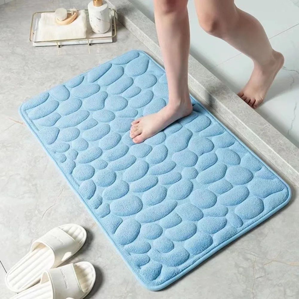 NonSlip Cobblestone Bath Mat Thick Soft Absorbent Bathroom Rug For Shower Tub QuickDry Floor Mat 22