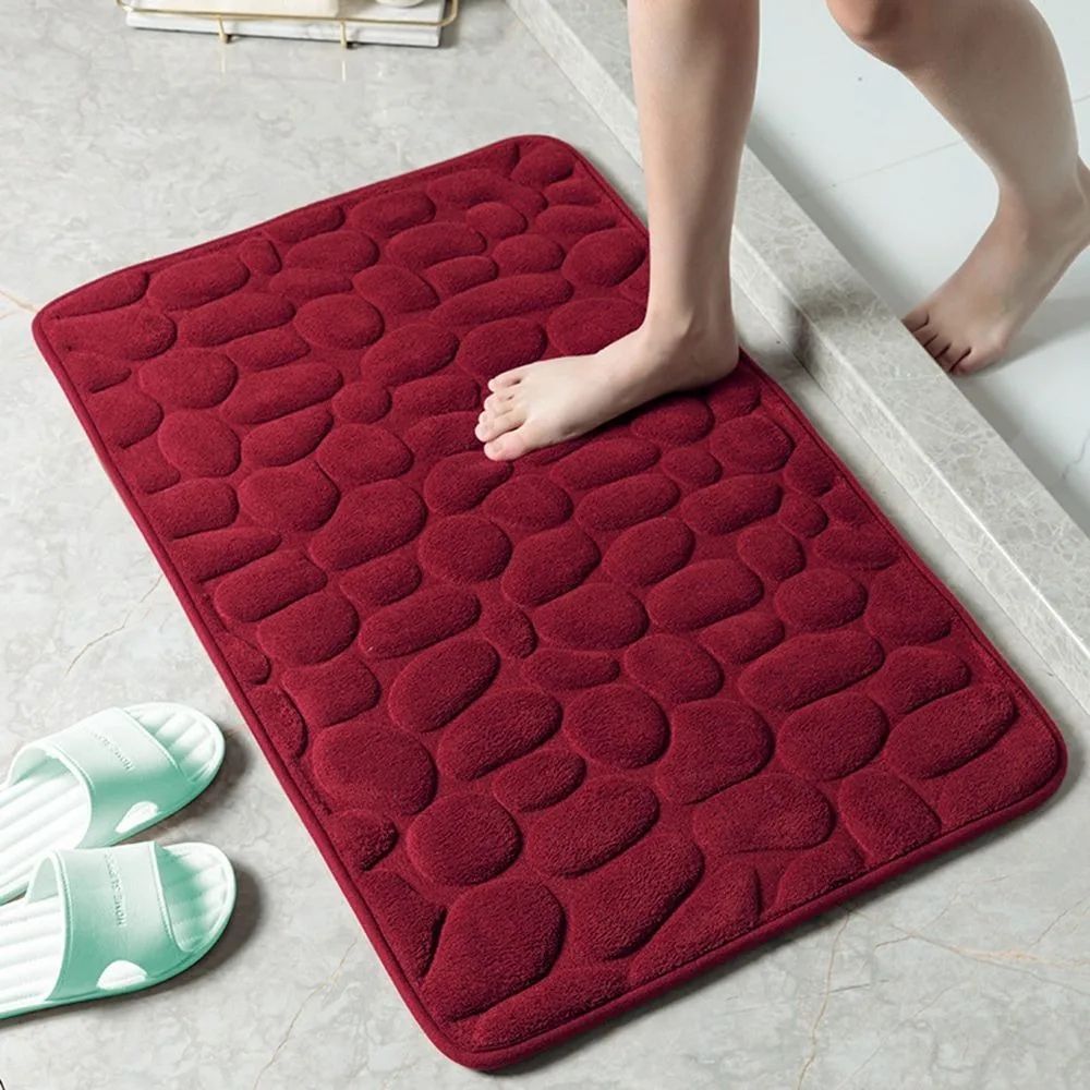 NonSlip Cobblestone Bath Mat Thick Soft Absorbent Bathroom Rug For Shower Tub QuickDry Floor Mat 23
