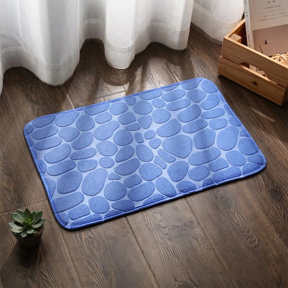 NonSlip Cobblestone Bath Mat Thick Soft Absorbent Bathroom Rug For Shower Tub QuickDry Floor Mat 7