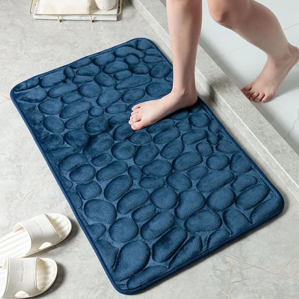 NonSlip Cobblestone Bath Mat Thick Soft Absorbent Bathroom Rug For Shower Tub QuickDry Floor Mat 8
