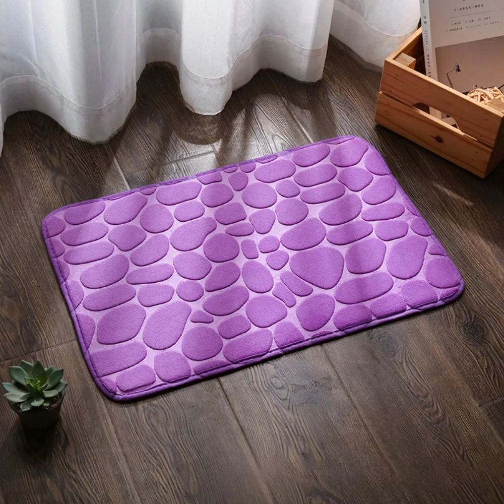 NonSlip Cobblestone Bath Mat Thick Soft Absorbent Bathroom Rug For Shower Tub QuickDry Floor Mat 12