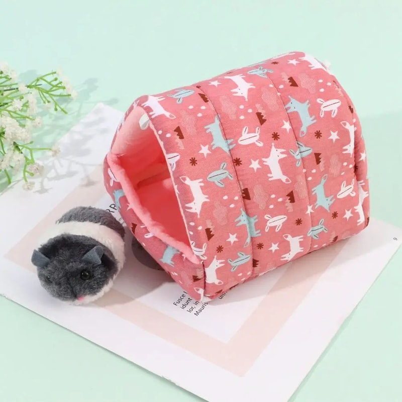Warm Plush Small Animal Sleeping Bed Cozy Winter Guinea Pig Nest Hamster House Rabbit Squirrel S 2
