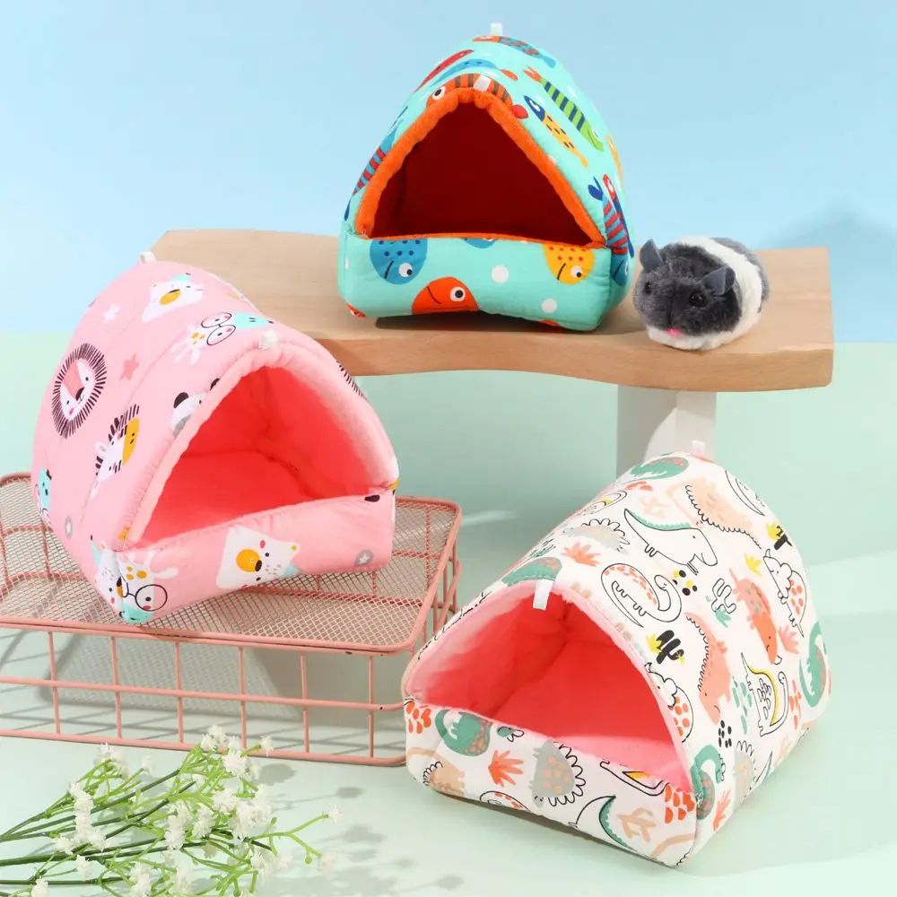 Warm Plush Small Animal Sleeping Bed Cozy Winter Guinea Pig Nest Hamster House Rabbit Squirrel S 4