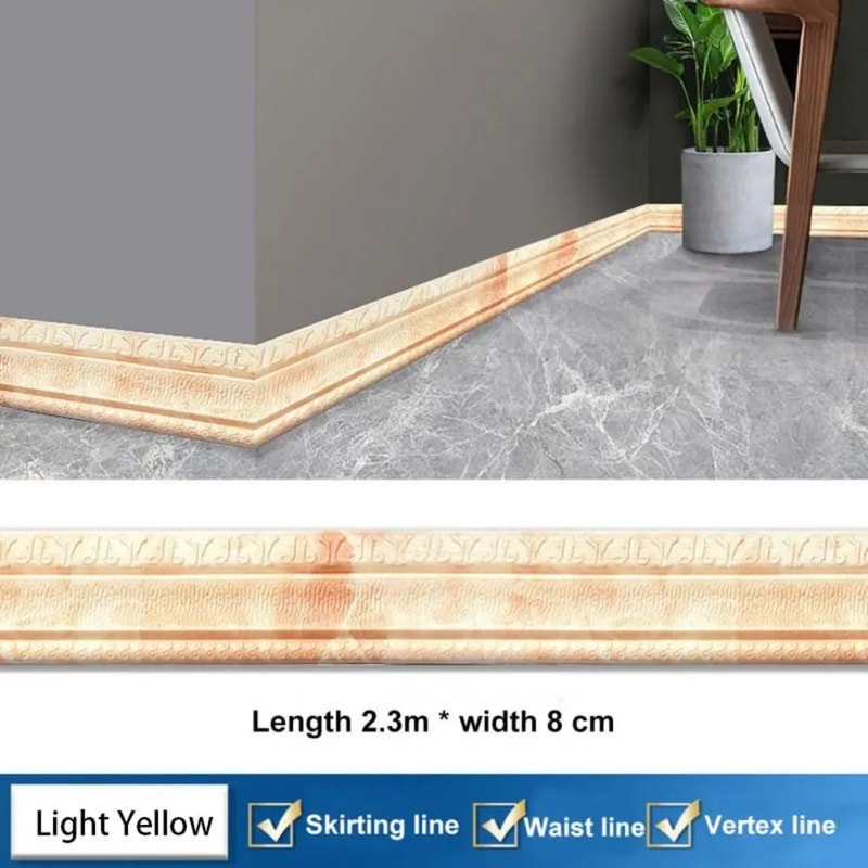 906 Inches XPE Foam 3D Skirting Board Trim 8cm Waterproof SelfAdhesive Wall Sticker Baseboard Wais 9