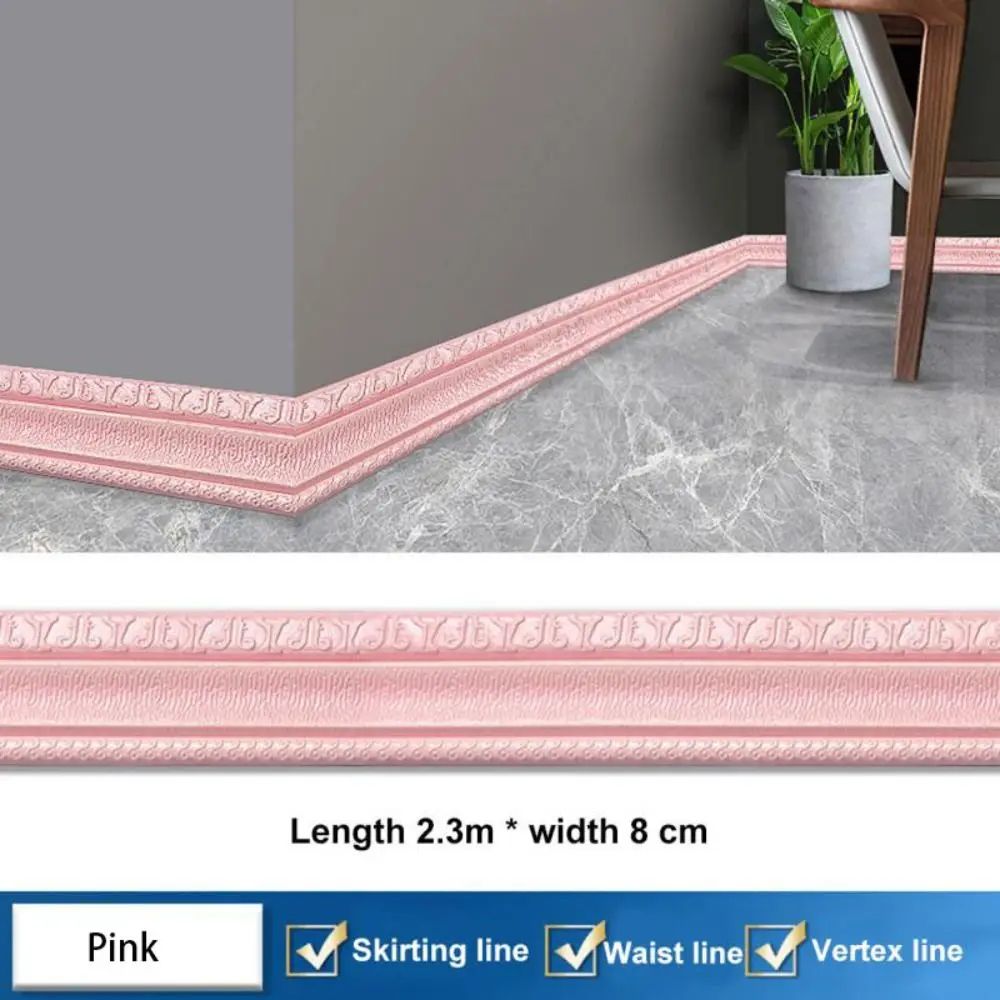 906 Inches XPE Foam 3D Skirting Board Trim 8cm Waterproof SelfAdhesive Wall Sticker Baseboard Wais 10