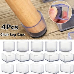 4 pcs transparent pvc chair leg caps | non-slip table foot covers | floor protector pads for round furniture legs
