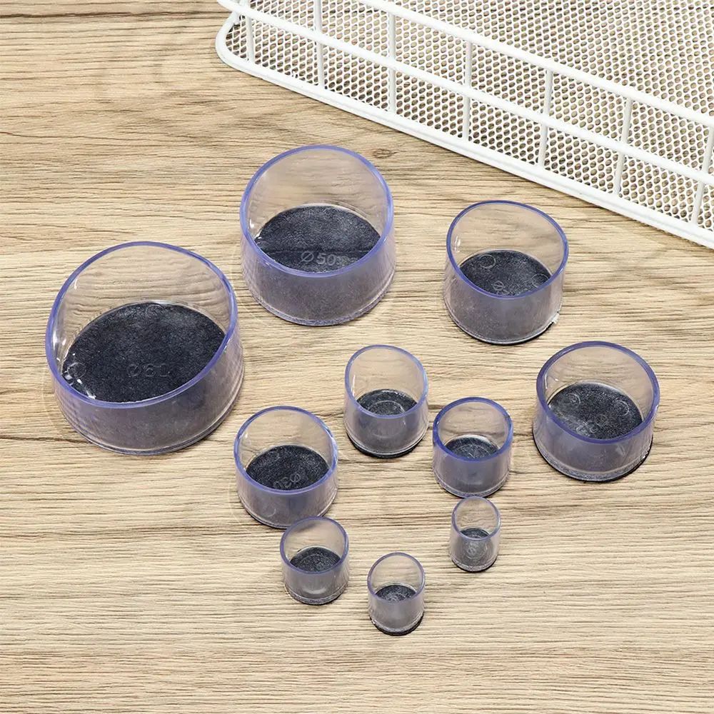 4 Pcs Transparent PVC Chair Leg Caps NonSlip Table Foot Covers Floor Protector Pads For Round Fur