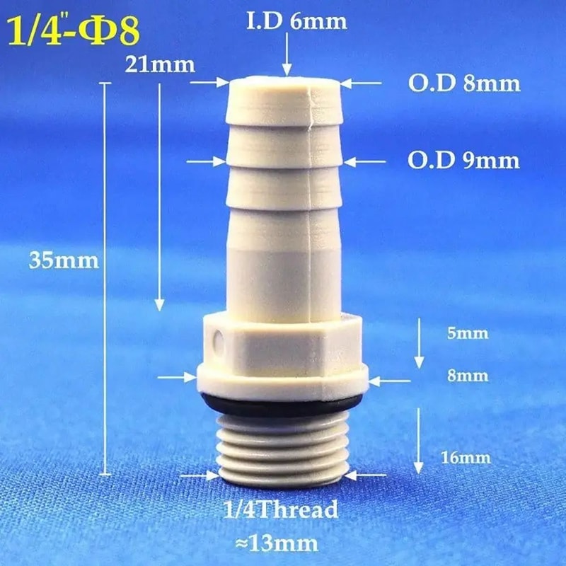 Barbed Hose Fitting Adapter 681012mm 18 14 Inches BSP Male Thread Plastic Connector For Pipe Tub 6
