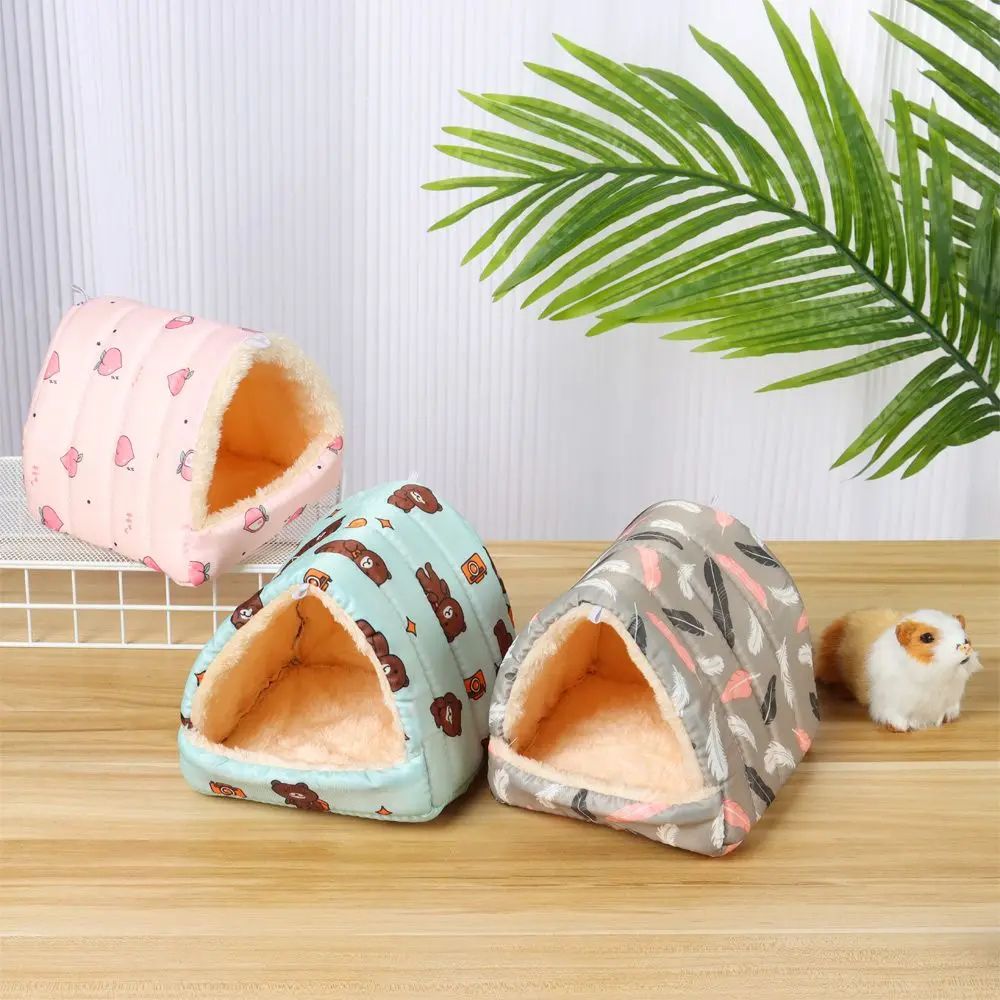 Warm Plush Small Animal Bed For Guinea Pig Hamster Cozy Winter Sleeping Nest Mat For Rabbit Squir 3