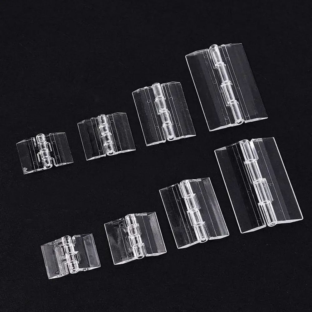 2 Pcs Clear Folding Door Hinges Transparent AcrylicABS Cabinet Hinges For Furniture Doors Foldable 0