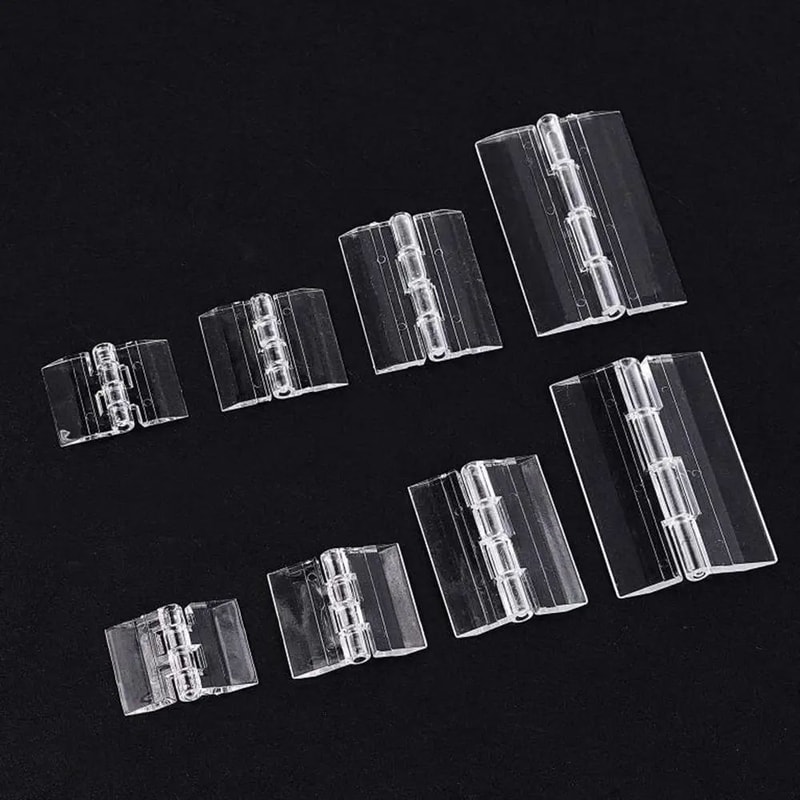 2 Pcs Clear Folding Door Hinges Transparent AcrylicABS Cabinet Hinges For Furniture Doors Foldable 0