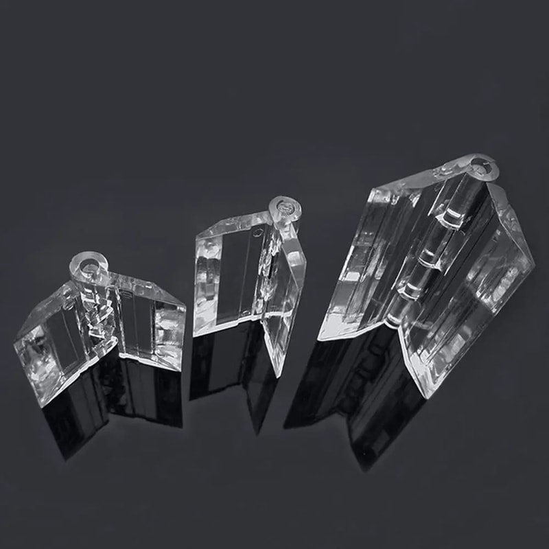 2 Pcs Clear Folding Door Hinges Transparent AcrylicABS Cabinet Hinges For Furniture Doors Foldable 3