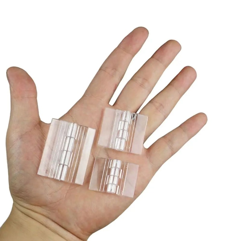 2 Pcs Clear Folding Door Hinges Transparent AcrylicABS Cabinet Hinges For Furniture Doors Foldable 5