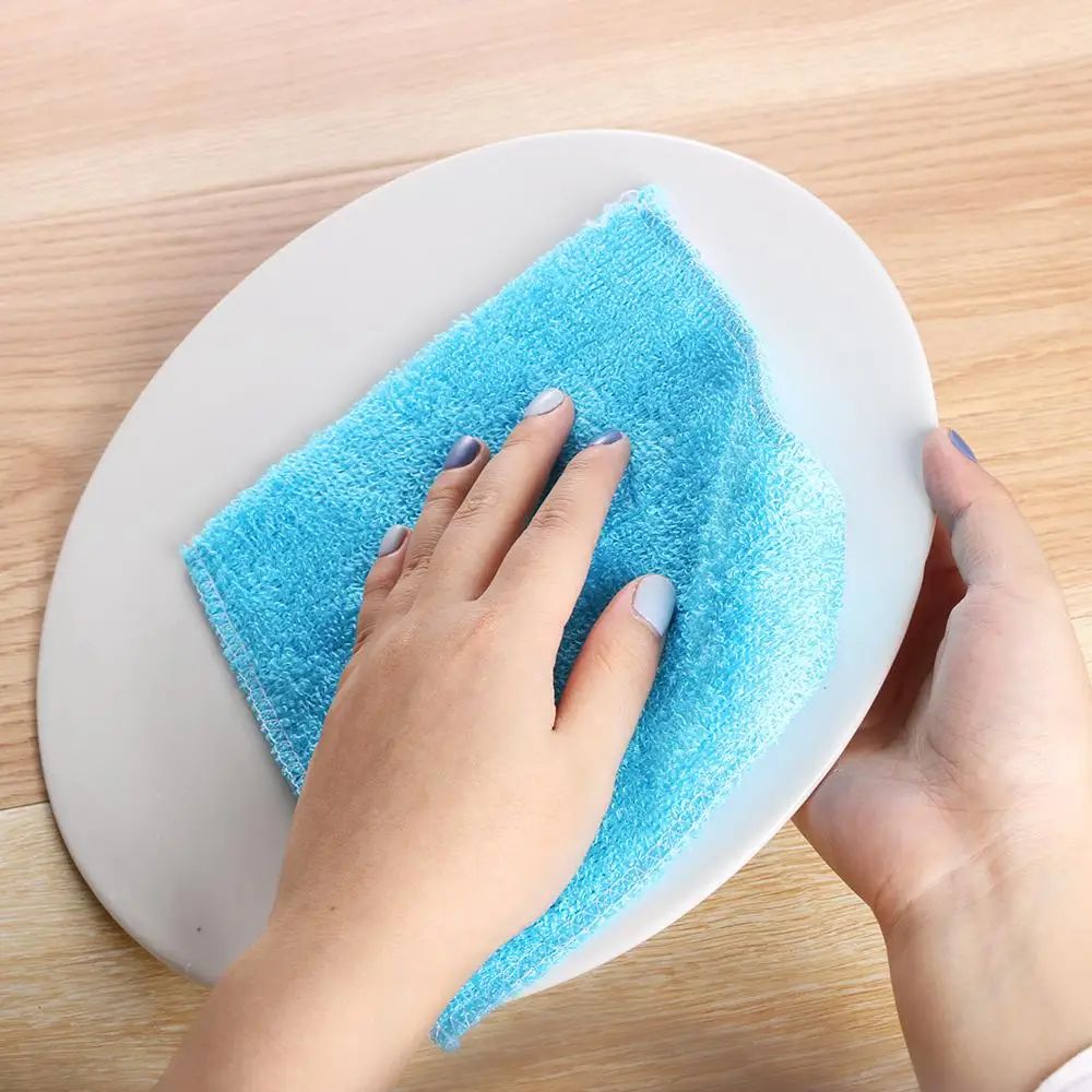 Bamboo Fiber Kitchen Cleaning Cloths Super Absorbent AntiGrease Dish Wipes Washing Towels Scourin 4