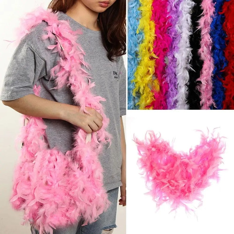 2M Fluffy Feather Boa Trim Strip For Sewing Crafts Costume Fancy Dress Wedding Party Decor DIY App 4