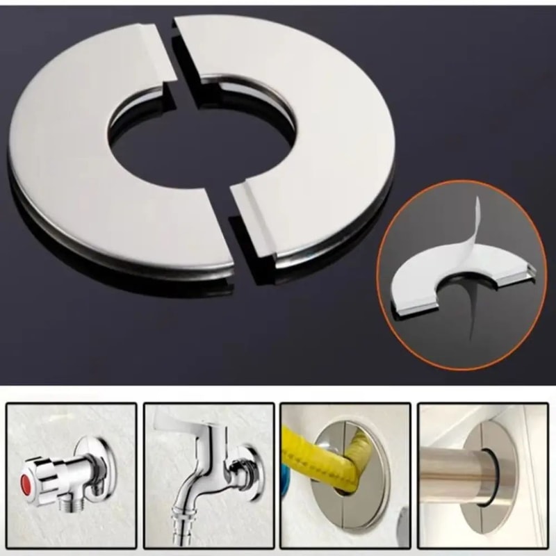 SelfAdhesive Stainless Steel Shower Pipe Cover Flange Plate Silver Wall Hole Escutcheon Trim For Fa 4