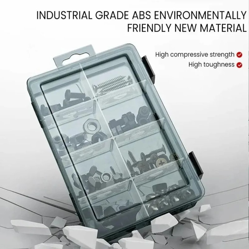 Thickened Transparent Tool Parts Organizer Box With Removable Grid Compartments For Screws Drill Bi 5