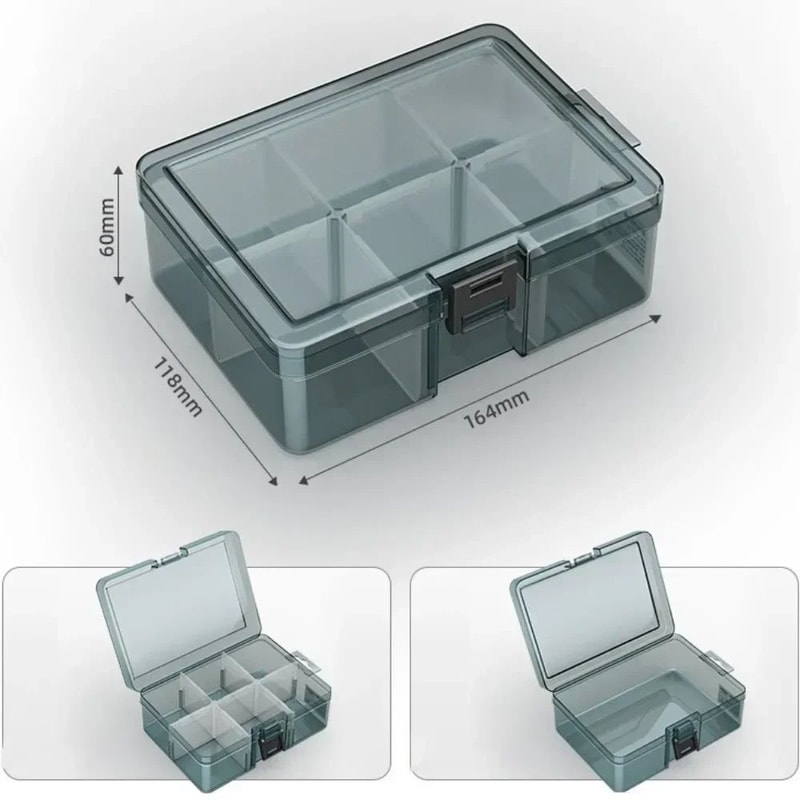 Thickened Transparent Tool Parts Organizer Box With Removable Grid Compartments For Screws Drill Bi 7