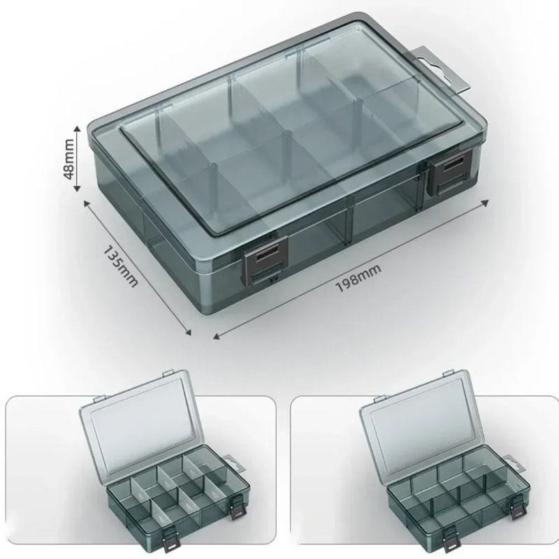 Thickened Transparent Tool Parts Organizer Box With Removable Grid Compartments For Screws Drill Bi 9