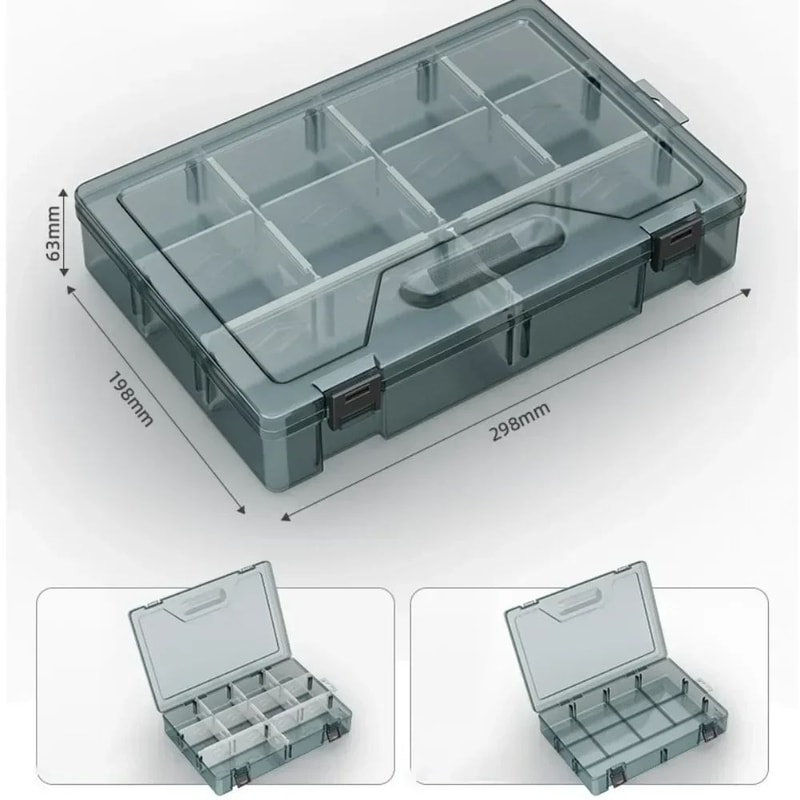 Thickened Transparent Tool Parts Organizer Box With Removable Grid Compartments For Screws Drill Bi 10