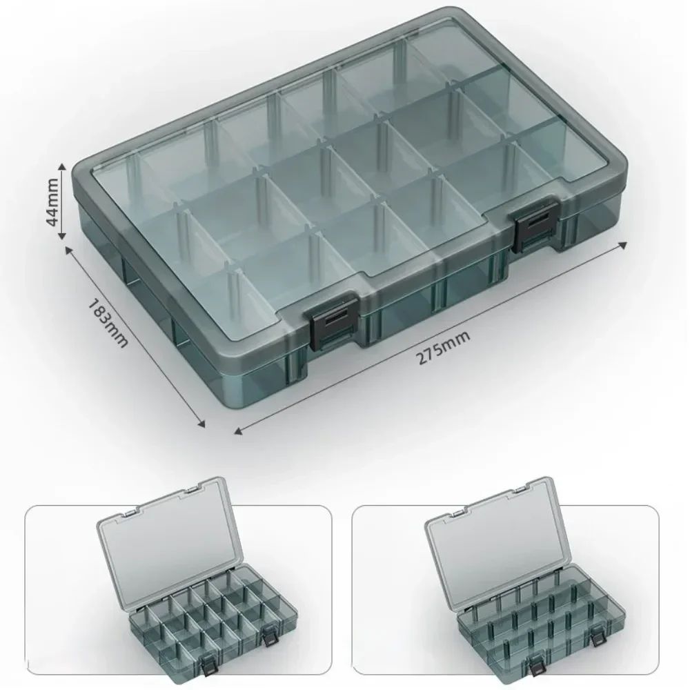 Thickened Transparent Tool Parts Organizer Box With Removable Grid Compartments For Screws Drill Bi 11