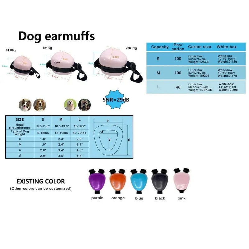 29dB NRR Dog Ear Muffs Noise Protection Adjustable Pet Hearing Protector For Fireworks Grooming Tra 2