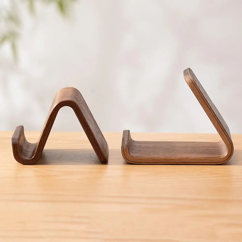 Walnut Solid Wood Phone Stand Holder For Desk Portable Desktop Mobile Stand For Home Office Travel 2